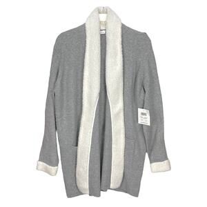 NWT 89th & MADISON Women's BELTED ROBE Gray White Size LARGE